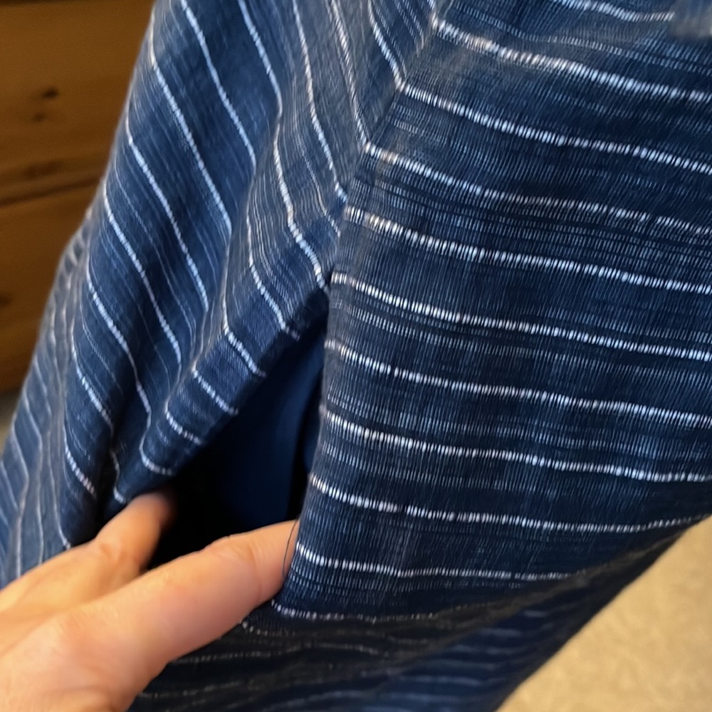 Eileen Fisher organic linen dress blue and white pinstripe - Picture 6 of 8
